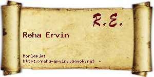 Reha Ervin névjegykártya